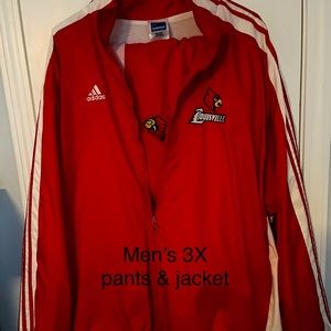 Men’s Adidas U of L jacket and pants size 3x